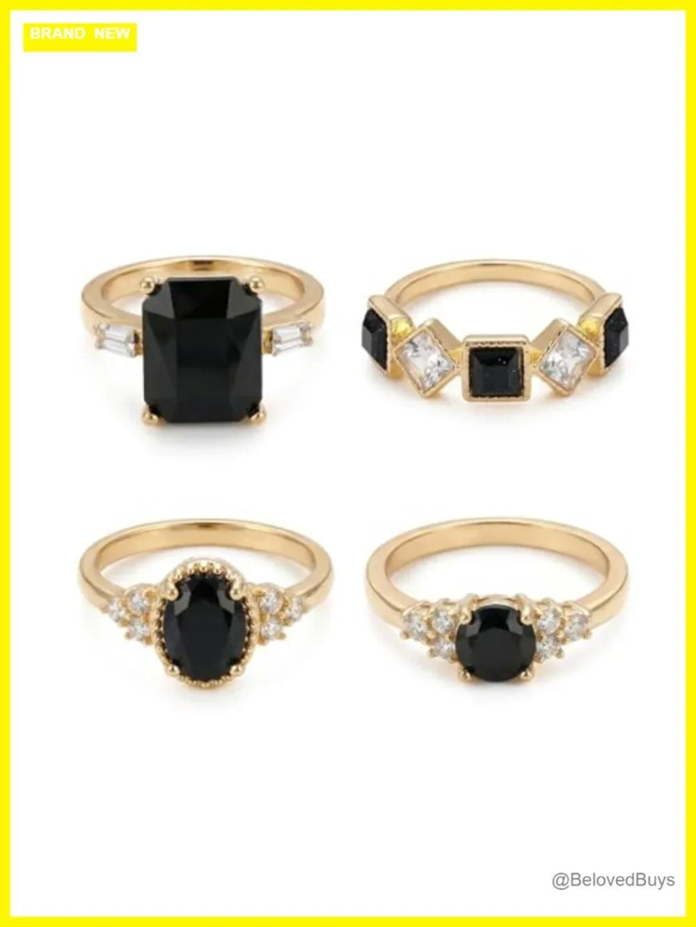 4 Pack Stacking Rings Zinc Metal Vintage Goth Statement Jewelry Bands